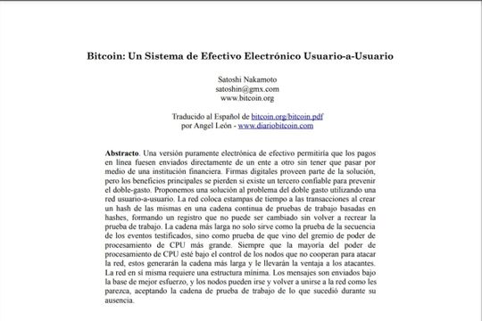 White Paper Bitcoin en español: Un Sistema de Efectivo Electrónico Usuario a Usuario - Featured image