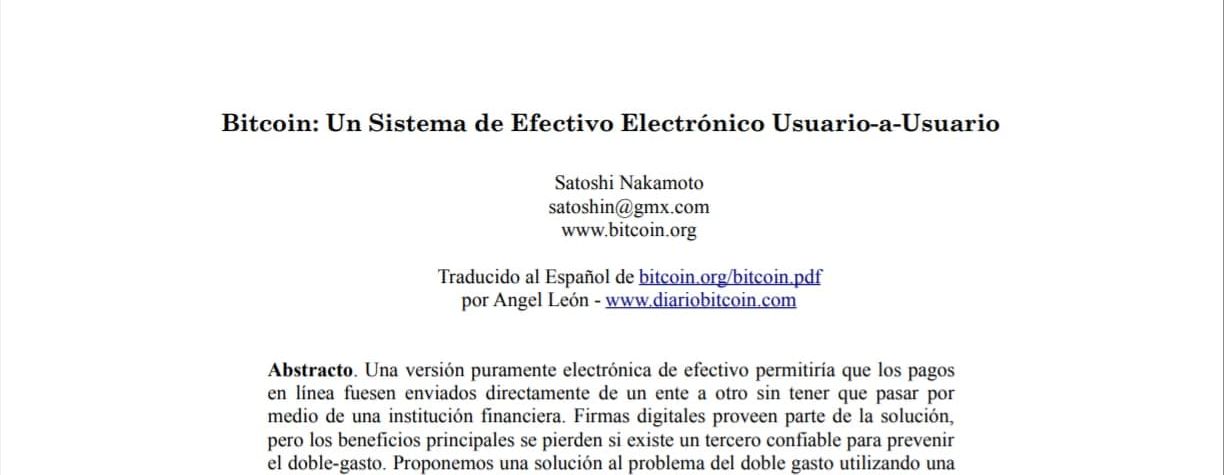 White Paper Bitcoin en español: Un Sistema de Efectivo Electrónico Usuario a Usuario - Featured image